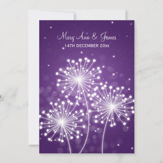 Elegant Wedding Summer Sparkle Paars Kaart (Voorkant)