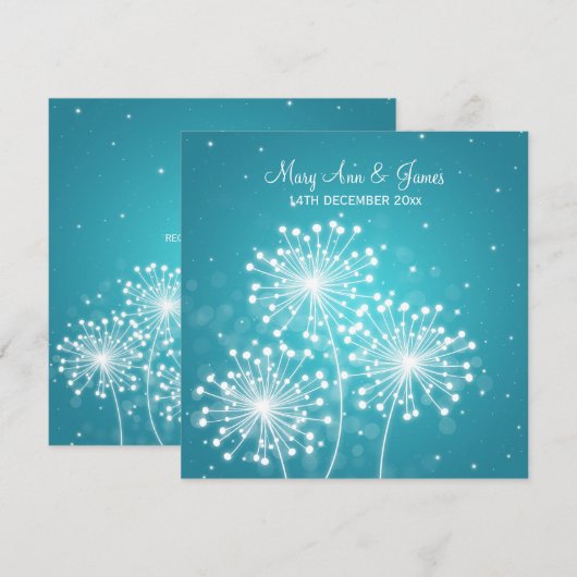Elegant Wedding Summer Sparkle Turquoise Kaart (Voorkant / Achterkant)