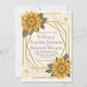 Elegant Wedding Sunflower Abstract Gold Lijst Kaart (Voorkant)