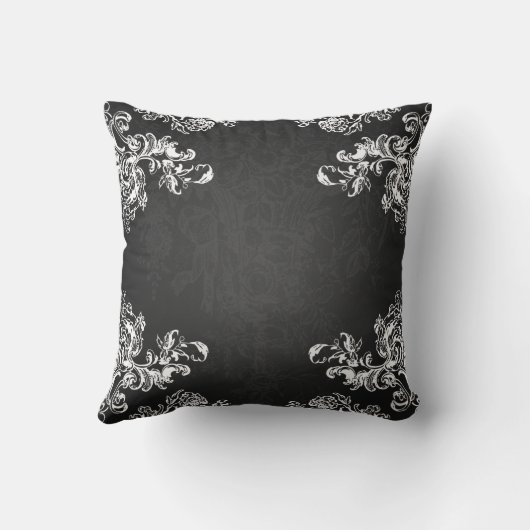 Elegant Wedding  Swirls 2 Black Kussen (Achterkant)