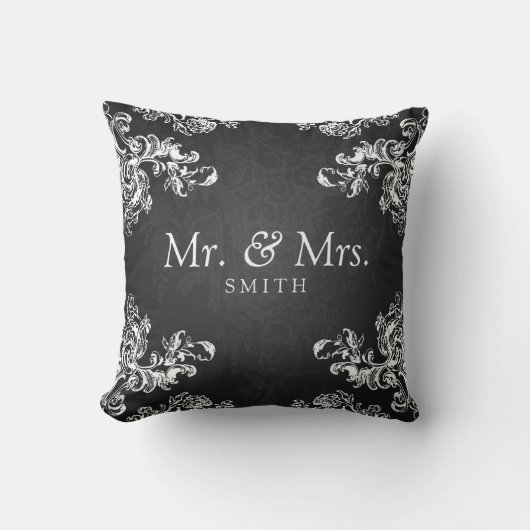 Elegant Wedding Swirls 2 Black Kussen (Voorkant)