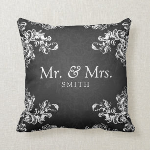 Elegant Wedding  Swirls 2 Black Kussen