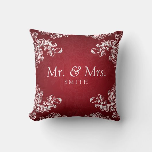 Elegant Wedding  Swirls 2 Red Kussen (Voorkant)