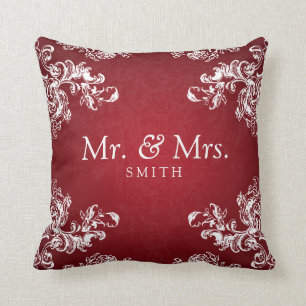 Elegant Wedding  Swirls 2 Red Kussen