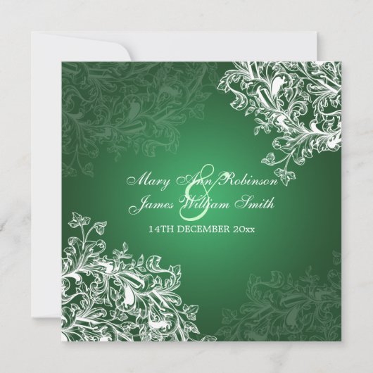 Elegant Wedding  Swirls Green Kaart (Voorkant)
