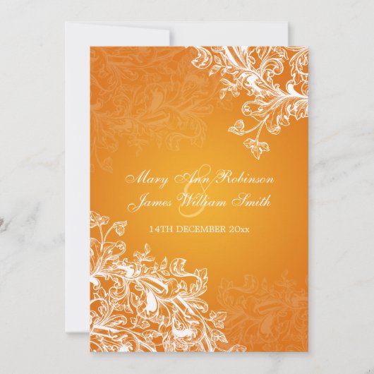 Elegant Wedding  Swirls Oranje Kaart (Voorkant)