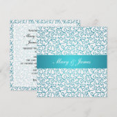 Elegant Wedding Swirls Pattern Aqua Blue Kaart (Voorkant / Achterkant)