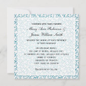 Elegant Wedding Swirls Pattern Aqua Blue Kaart (Achterkant)