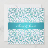 Elegant Wedding Swirls Pattern Aqua Blue Kaart (Voorkant)