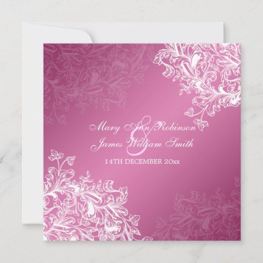 Elegant Wedding  Swirls roze Kaart (Voorkant)