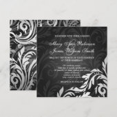 Elegant Wedding Swirly Flourish Black Kaart (Voorkant / Achterkant)