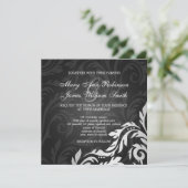 Elegant Wedding Swirly Flourish Black Kaart (Staand voorkant)