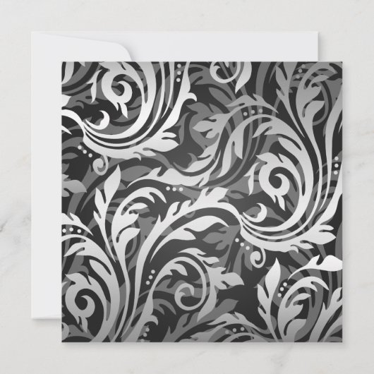 Elegant Wedding Swirly Flourish Black Kaart (Achterkant)