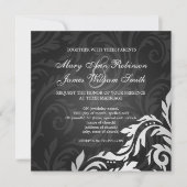 Elegant Wedding Swirly Flourish Black Kaart (Voorkant)
