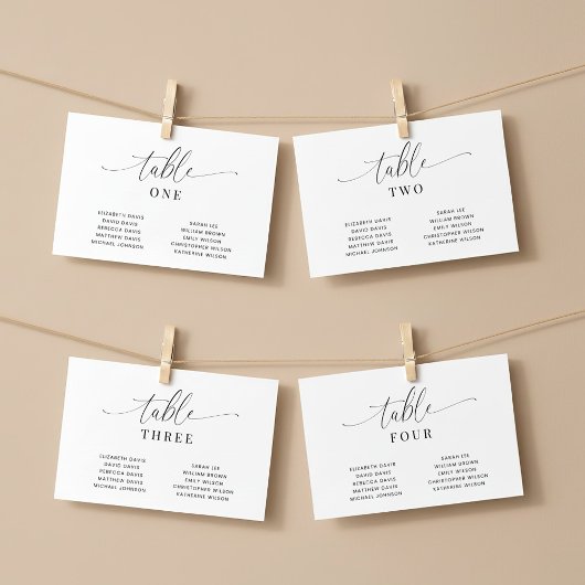 Elegant Wedding Table Number Seating Chart Cards Aankondiging