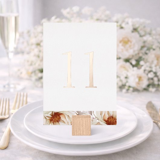 Elegant Wedding Table Number with Real Gold Foil Folie Uitnodiging