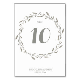Elegant Wedding Table Numbers Grey Floral Kaart