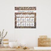 Elegant Wedding Table Seating Chart Tuscan Damask Poster (Keuken)