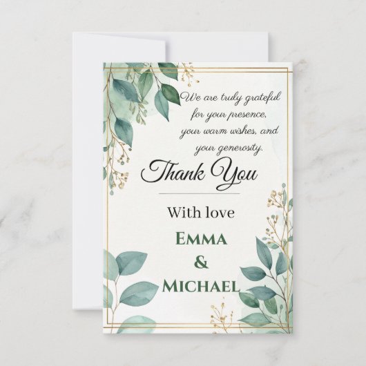 Elegant Wedding Thank You Card Bedankkaart (Voorkant)