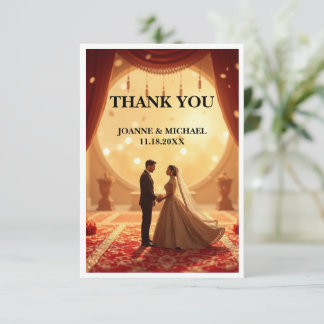 Elegant Wedding Thank You Card – Blush Floral Wate Bedankkaart
