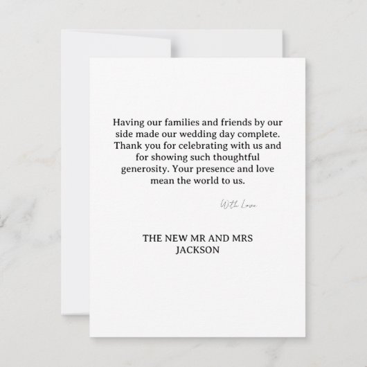 Elegant Wedding Thank You Card | Classic Script De Bedankkaart (Achterkant)