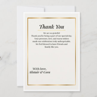 Elegant Wedding Thank You Card | Minimal Classic  Kaart
