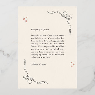 Elegant Wedding Thank-You Card – Ribbon Corners wi Folie Uitnodiging