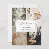 Elegant Wedding Thank You Card with Photo Collage Bedankkaart (Voorkant)