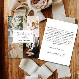 Elegant Wedding Thank You Card with Photo Collage  Bedankkaart