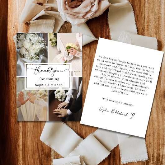 Elegant Wedding Thank You Card with Photo Collage Bedankkaart