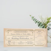 Elegant Wedding Ticket Uitnodiging met RSVP (Staand voorkant)