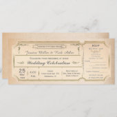 Elegant Wedding Ticket Uitnodiging met RSVP (Voorkant / Achterkant)