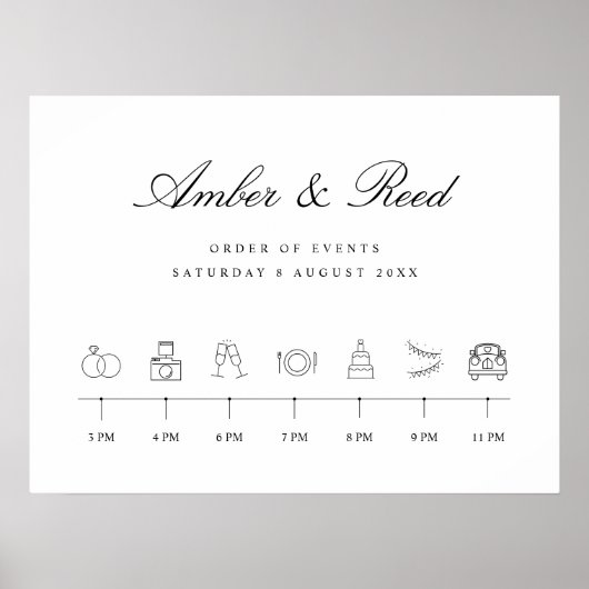 Elegant Wedding-tijdlijn Volgorde evenementteken Poster (Voorkant)