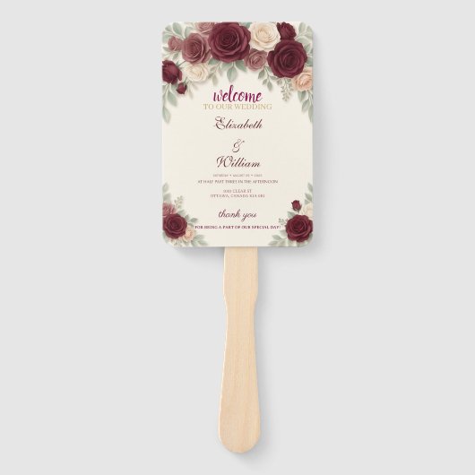Elegant Wedding Timeline Program Hand Fan Handwaaier (Voorkant)