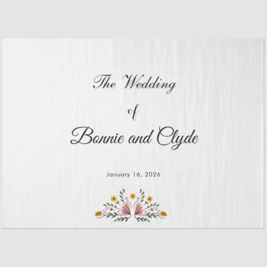 Elegant Wedding Tissue Paper for Gift Wrapping Tissuepapier (Voorkant)