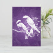 Elegant Wedding Tortelduifjes Paars Kaart (Staand voorkant)