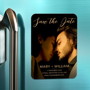 Elegant Wedding Trendy Save the Date Photo Magneet