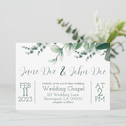 Elegant Wedding-uitnodiging Kaart (Staand voorkant)