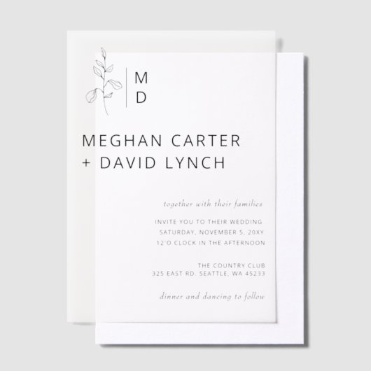 Elegant Wedding Vellum Uitnodigingen (Offset)