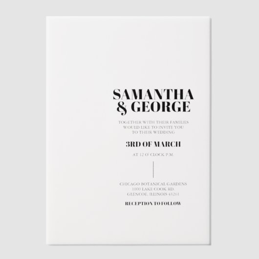 Elegant Wedding Vellum Uitnodigingen (Voorkant)