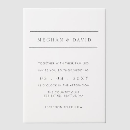 Elegant Wedding Vellum Uitnodigingen (Voorkant)