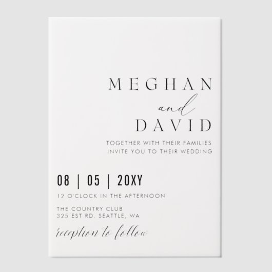 Elegant Wedding Vellum Uitnodigingen (Voorkant)