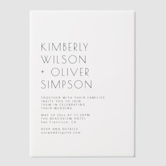 Elegant Wedding Vellum Uitnodigingen (Voorkant)