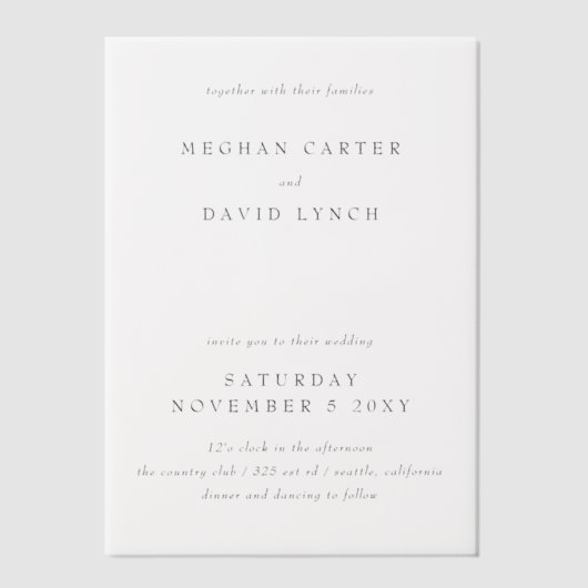 Elegant Wedding Vellum Uitnodigingen (Voorkant)