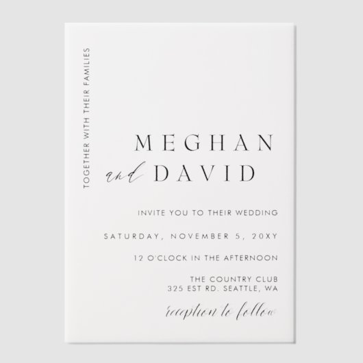 Elegant Wedding Vellum Uitnodigingen (Voorkant)