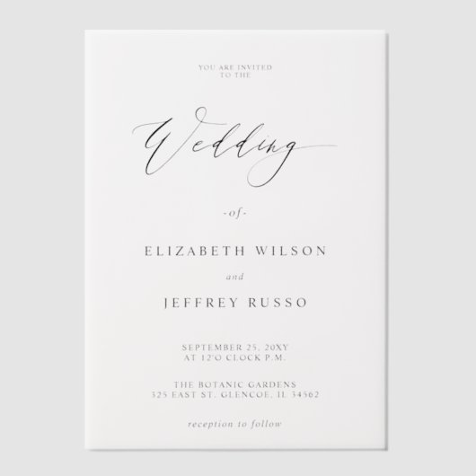 Elegant Wedding Vellum Uitnodigingen (Voorkant)
