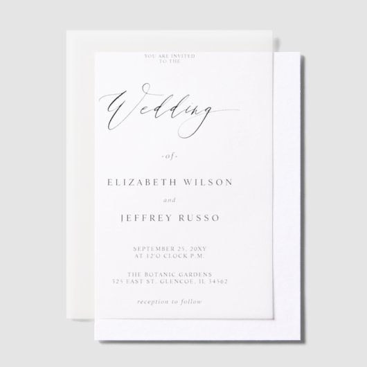 Elegant Wedding Vellum Uitnodigingen (Offset)