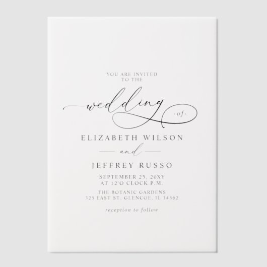 Elegant Wedding Vellum Uitnodigingen (Voorkant)