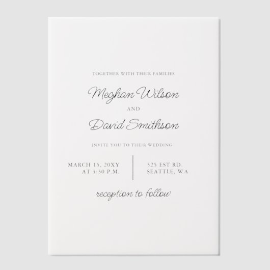 Elegant Wedding Vellum Uitnodigingen (Voorkant)