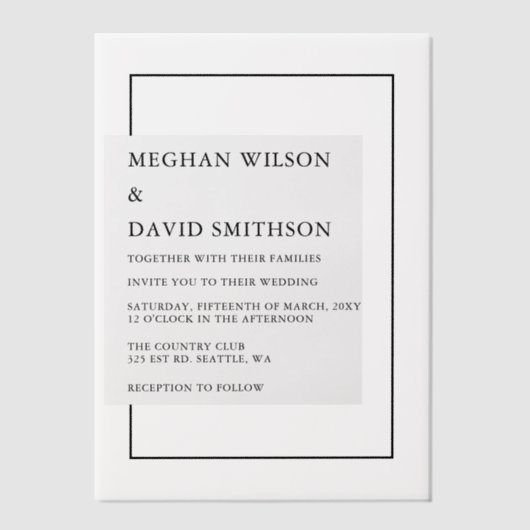 Elegant Wedding Vellum Uitnodigingen (Voorkant)